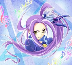  bad_id bad_pixiv_id bass_clef beamed_eighth_notes blue_choker brooch choker cure_beat earrings eighth_note eyelashes female flat_sign hair_ornament hair_ribbon hairpin half_note heart highres jewelry kurokawa_eren long_hair magical_girl musical_note photoshop_(medium) precure purple_hair ribbon seiren_(suite_precure) sharp_sign side_ponytail sixteenth_note smile solo staff_(music) suite_precure testa421 treble_clef yellow_eyes 