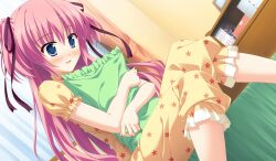  blush game_cg pajamas pink_hair princess_evangile rousenin_rise yamakaze_ran 