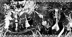  2boys 6+girls bad_id bad_pixiv_id closed_eyes commentary_request dornroschen elisabeth_von_wettin elyse_(sound_horizon) erotatsu greyscale highres maerchen_(sound_horizon) marchen_von_friedhof monochrome multiple_boys multiple_girls musical_note nun_(marchen) prince schneewittchen sleeping_beauty sound_horizon tettere 