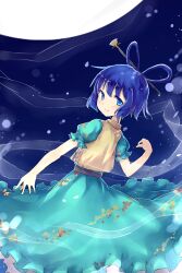  bad_id bad_pixiv_id blue_eyes blue_hair blush dress female fred04142 hair_ornament hair_rings hair_stick highres kaku_seiga shawl short_hair smile solo touhou 