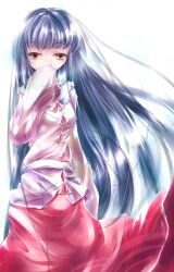  black_hair commentary_request female houraisan_kaguya long_hair red_eyes solo sugiyuu touhou very_long_hair 