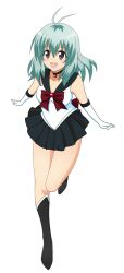  cosplay green_hair legs long_hair miniskirt photoshop purple_eyes rule_63 run_elsie_jewelria skirt smile thighs to_love-ru toloveru 