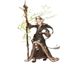  1boy belt boots brown_eyes erune full_body fur_trim glasses gloves granblue_fantasy male_focus minaba_hideo official_art sarunan short_hair simple_background solo staff white_background white_hair 