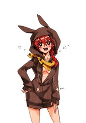  blue_eyes braid center_opening hood hoodie kazushiro4972 open_clothes ranma-chan ranma_1/2 red_hair rule_63 saotome_ranma single_braid 