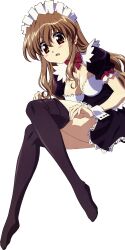  absurdres blush breasts brown_hair cosplay highres legs long_hair maid nogizaka_haruka nogizaka_haruka_no_himitsu photoshop render solo thighs 