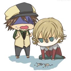  3boys ? animated animated barnaby_brooks_jr. broken_eyewear cabbie_hat chibi commentary_request hard-translated hat ivan_karelin jitome kaburagi_t._kotetsu lowres male_focus md5_mismatch multiple_boys origami shaded_face squiggle tears third-party_edit tiger_&amp;_bunny translated trembling yamabuki_kanon 