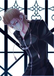  1boy bad_id bad_pixiv_id black_coat_(kingdom_hearts) blonde_hair blue_eyes cloak cu_be demyx kingdom_hearts male_focus solo 