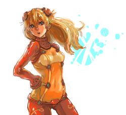  blue_eyes breasts cleavage evangelion:_2.0_you_can_(not)_advance female hair_ornament long_hair medium_breasts navel neon_genesis_evangelion open_mouth orange_hair plugsuit rebuild_of_evangelion see-through shu-mai solo souryuu_asuka_langley test_plugsuit 