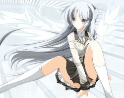  angel_beats! commentary_request female long_hair school_uniform solo souyoku tachibana_kanade white_hair yellow_eyes 