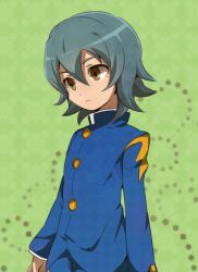  1boy bad_id bad_pixiv_id brown_eyes enoki_nai gakuran green_hair inazuma_eleven_(series) inazuma_eleven_go kariya_masaki male_focus raimon raimon_school_uniform school_uniform solo 