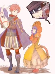  3boys animal_hood beard blue_eyes blue_hair cape cat_hood cat_tail closed_mouth dated dress eliwood_(fire_emblem) eliwood_(valentine)_(fire_emblem) facial_hair fake_tail father_and_son female fire_emblem fire_emblem:_the_binding_blade fire_emblem:_the_blazing_blade fire_emblem_heroes from_side halloween_costume hat headband hector_(fire_emblem) hector_(halloween)_(fire_emblem) hood horse lilina_(fire_emblem) lilina_(halloween)_(fire_emblem) long_hair long_sleeves multiple_boys open_mouth red_hair roy_(fire_emblem) roy_(valentine)_(fire_emblem) shoochiku_bai short_hair tail twitter_username witch_hat 