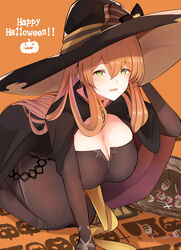  10eki_(tenchou) cleavage dress girls_frontline halloween springfield_(girls_frontline) witch 