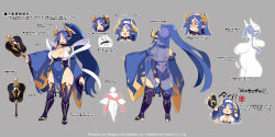  back breasts constricted_pupils copyright_notice demon_girl demon_horns disgaea disgaea_rpg female full_body grey_background harada_takehito higan_zesshousai high_ponytail horns large_breasts long_hair long_sleeves makai_senki_disgaea_7 multicolored_hair multiple_views official_alternate_costume official_art open_mouth pelvic_curtain plump pointy_ears ponytail profile purple_hair reference_sheet see-through_hair short_eyebrows simple_background smile standing text_focus thighhighs translation_request turnaround two-tone_hair very_long_hair wide_sleeves 
