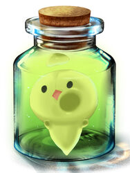  3d against_glass bad_id bad_pixiv_id bottle cheek_on_glass cheek_press cork diamond_mouth duosion glass_bottle in_container koitsu_(blue) looking_at_viewer meme no_humans pixiv_bottle_(meme) pokemon pokemon_(creature) simple_background solo submerged transparent white_background 