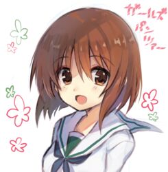  bad_id bad_pixiv_id brown_eyes brown_hair female girls_und_panzer nishizumi_miho ooarai_school_uniform school_uniform serafuku short_hair solo yuukome_(tekunon) 