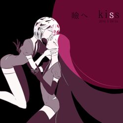  2others androgynous black_eyes black_gloves black_hair black_necktie black_shorts bort closed_eyes cojima commentary_request dated diamond_(houseki_no_kuni) elbow_gloves gem_uniform_(houseki_no_kuni) gloves houseki_no_kuni kiss_day long_hair multicolored_hair multiple_others necktie other_focus shirt short_hair short_sleeves shorts signature thighhighs white_gloves white_legwear white_shirt 