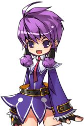  :d aisha_landar belt black_gloves cowboy_shot dress elsword female fingerless_gloves gloves hair_tubes looking_at_viewer magician_(elsword) necktie official_art open_mouth purple_dress purple_eyes purple_hair red_necktie ress short_hair smile solo transparent_background 