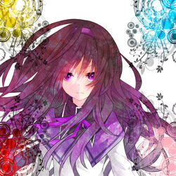  akemi_homura akemi_homura_(magical_girl) bad_id bad_pixiv_id black_hair female hairband leaf long_hair magical_girl mahou_shoujo_madoka_magica mahou_shoujo_madoka_magica_(anime) musical_note purple_eyes rapizuri solo upper_body 