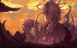  alien apocalypse commentary english_commentary highres horror_(theme) photoshop_(medium) planet science_fiction sky starcraft storm swarm third-party_edit unidcolor zerg_(starcraft) 