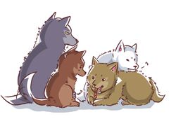  animal animal_focus canine commentary hige kiba multiple_dogs no_humans shiroinu toboe tsume wolf wolf&#039;s_rain 