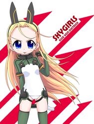  :p adjusting_hair animal_ears antenna_hair arm_behind_back blonde_hair blue_eyes blush breasts character_name commentary_request copyright_name cowboy_shot elise_von_dietrich fake_animal_ears female gloves green_gloves green_thighhighs groin_tendon hairband headgear highres k10k leotard long_hair looking_at_viewer motion_slit pilot_suit sky_girls small_breasts solo thighhighs tongue tongue_out v-shaped_eyebrows very_long_hair white_leotard 