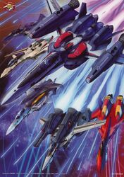  2boys absurdres choujikuu_yousai_macross fire_valkyrie highres macross macross:_do_you_remember_love? macross_7 macross_frontier macross_plus macross_zero mecha multiple_boys official_art robot tenjin_hidetaka variable_fighter vf-0 vf-1 vf-19 vf-1_strike vf-1s vf-25 yf-19 yf-21 