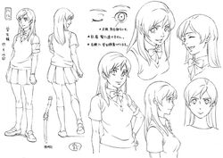  bounen_no_xam&#039;d female greyscale kurashima_ayumi line_art lowres monochrome nishimura_haru photoshop_(medium) reference_sheet 