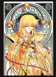  armor beads blonde_hair cancer_(symbol) closed_eyes elbow_gloves facial_mark female fingerless_gloves forehead_mark future_studio_(artist) gemini_(symbol) genderswap_(mtf) gloves gold_armor gold_saint highres hindi_text leo_(symbol) libra_(symbol) long_hair mu_fengchun own_hands_clasped own_hands_together prayer_beads rule_63 sagittarius_(symbol) saint_seiya scorpio_(symbol) shiny solo taurus_(symbol) very_long_hair virgo_(symbol) virgo_(zodiac) virgo_shaka watermark zodiac zodiac_wheel 