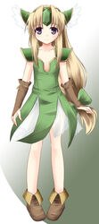  blonde_hair bow dress female hairbow helmet hyokkori_tamago long_hair low-tied_long_hair purple_eyes riesz seiken_densetsu seiken_densetsu_3 solo very_long_hair winged_helmet 