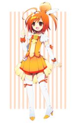  brown_choker choker commentary_request cure_sunny female high_heels hino_akane_(smile_precure!) orange_skirt orange_theme photoshop_(medium) precure red_shorts shoes shorts shorts_under_skirt skirt smile_precure solo soranagi thighhighs 