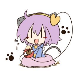  ahoge animal_ears blush cat_ears cat_tail chibi commentary_request dekasudachin female hairband heart komeiji_satori oerba_yun_fang open_mouth paw_print pink_hair solo tail third_eye touhou |_| 