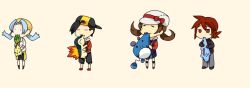  bad_id bad_pixiv_id baseball_cap black_hair blue_hair brown_hair chikorita closed_eyes cyndaquil eating ethan_(pokemon) hat kris_(pokemon) lyra_(pokemon) marill multiple_boys multiple_girls pokemon pokemon_(creature) pokemon_gsc red_hair ribbon silver_(pokemon) tomoyami totodile twintails yellow_background 