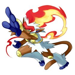  fire good_frog infernape monkey nintendo no_humans pokemon simple_background 