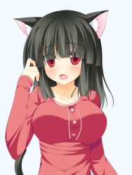  animal_ears asa_no_ha_(awayuki) breasts cat_ears cat_tail commentary_request female large_breasts long_hair original photoshop_(medium) red_eyes solo tail 