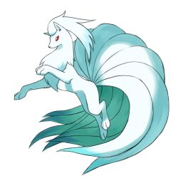  alternate_color good_frog ninetails nintendo no_humans pokemon shiny_pokemon simple_background 