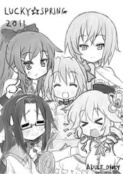  5girls akemi_homura akemi_homura_(cosplay) akemi_homura_(magical_girl) cape commentary_request cosplay glasses greyscale iwasaki_minami kaname_madoka kaname_madoka_(cosplay) kaname_madoka_(magical_girl) kobayakawa_yutaka long_hair lucky_star mahou_shoujo_madoka_magica mahou_shoujo_madoka_magica_(anime) miki_sayaka miki_sayaka_(cosplay) miki_sayaka_(magical_girl) monochrome multiple_girls patricia_martin sakura_kyoko sakura_kyoko_(cosplay) sakura_kyoko_(magical_girl) tamura_hiyori tomoe_mami tomoe_mami_(cosplay) tomoe_mami_(magical_girl) tyke unfinished wakase_izumi 