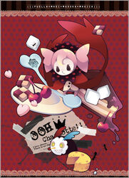  @_@ ant bad_id bad_pixiv_id bug cake charlotte_(madoka_magica) checkerboard_cookie cheese cheesecake cherry cookie english_text food fruit grin heart mahou_shoujo_madoka_magica mahou_shoujo_madoka_magica_(anime) no_humans photoshop_(medium) plate sana.c smile spoon sugar_cube 