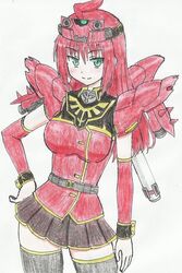  bryanz09 female green_eyes gundam gundam_unicorn mecha_musume red_hair s.bomb sinanju 