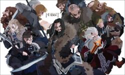  6+boys armor bad_id bad_pixiv_id balin beard bifur blood blood_on_face bofur bombur dori_(the_hobbit) dwalin facial_hair fili gloin kili_(the_hobbit) kuroihato multiple_boys nori_(the_hobbit) oin ori_(the_hobbit) sword the_hobbit thorin_oakenshield tolkien&#039;s_legendarium weapon 