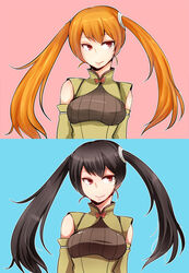  alternate_hair_color bad_id bad_pixiv_id black_hair commentary_request detached_sleeves female fire_emblem fire_emblem_awakening orange_hair red_eyes severa_(fire_emblem) shougayaki_(kabayaki_3) twintails 