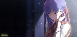  fate/stay_night long_hair magicians matou_sakura night purple_eyes purple_hair ribbons watermark 