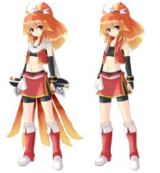  bad_id bad_pixiv_id bike_shorts commentary_request female fiana_else long_hair orange_hair pixiv_fantasia pixiv_fantasia_5 ponytail simple_background smile sword variations weapon white_background yu-ves 