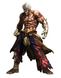  1boy absurdres angry asura&#039;s_wrath asura_(asura&#039;s_wrath) capcom cyber_connect_2 glowing glowing_eyes gold highres male_focus manly muscle red white_eyes white_hair 