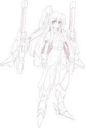  bad_id bad_pixiv_id commentary_request female fire_leo-04c_rynex-r long_hair monochrome personification simple_background smile solo thunder_force thunder_force_vi very_long_hair white_background yu-ves 