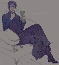  1boy a_song_of_ice_and_fire animification bad_id bad_pixiv_id chalice crossed_legs cup dated facial_hair game_of_thrones male_focus moustache muted_color petyr_baelish photoshop_(medium) sitting solo wavesheep 