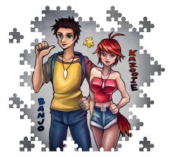  banjo-kazooie banjo_(banjo-kazooie) green_eyes hotpants kazooie personification rareware red_hair short_shorts shorts 