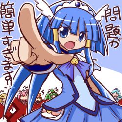  6+girls :o ^^^ aoki_reika blonde_hair blue_bow blue_bowtie blue_choker blue_eyes blue_hair blue_skirt blue_theme bow bowtie brooch chibi choker commentary_request cure_beauty cure_happy cure_march cure_marine cure_peace cure_sunny green_hair hair_tubes head_wings heartcatch_precure! hino_akane_(smile_precure!) hoshizora_miyuki ikkyuu jewelry kurumi_erika long_hair magical_girl md5_mismatch midorikawa_nao multiple_girls o_o odd_one_out open_mouth orange_hair pink_hair pointing precure sidelocks skirt smile_precure tiara translated wings yayoi_kise 