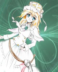  blonde_hair blue_eyes breasts capelet dress female frills hat mahou_shoujo_madoka_magica mahou_shoujo_oriko_magica mikuni_oriko 