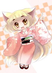  animal_ears commentary_request female fox_ears fox_tail highres japanese_clothes original photoshop_(medium) solo tail yume_shokunin 