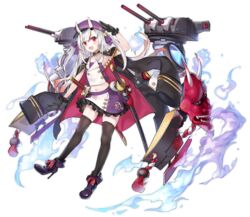  :d aiguillette arm_up armpits azur_lane bare_arms bell black_coat black_gloves black_thighhighs breasts choker coat coat_on_shoulders crop_top female frilled_skirt frills full_body gloves gradient_hair hair_ribbon hat high_heels hitodama hololive horns jingle_bell karma_(nakiri_ayame) katana long_hair long_sleeves looking_at_viewer machinery mask midriff miniskirt multicolored_hair nakiri_ayame nana_kagura navel oerba_yun_fang official_alternate_costume official_art oni oni_mask open_mouth peaked_cap purple_hat red_eyes red_hair ribbon sheath sheathed shiranui_(nakiri_ayame) shirt shoes skin-covered_horns skirt sleeveless sleeveless_shirt small_breasts smile solo streaked_hair sword tassel thighhighs transparent_background turret two_side_up virtual_youtuber weapon white_hair white_shirt wing_collar zettai_ryouiki 